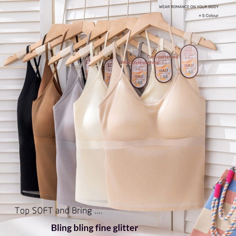 Neck Hanging Sports Vest For Women Satin Antibacterial Strapless With Built In Bra Padswear It As An Outer Layer