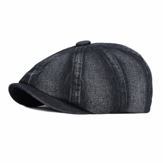 New Washed Denim Octagonal Hat For Women