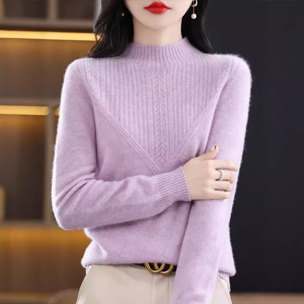 Front Line Færdiglavet Tøj Uld Halv Turtleneck Udhulet Sweater Underdel Top