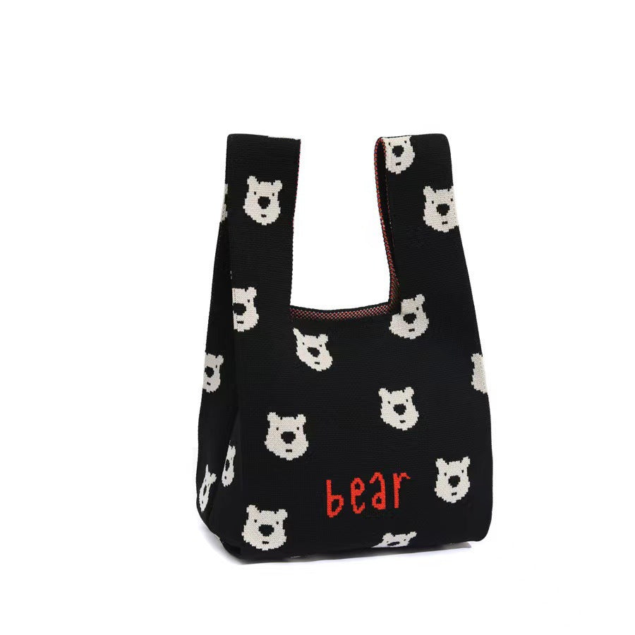 Simple All-match Bear Knitted Handbag
