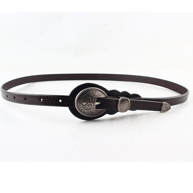 Simple And Versatile Cow Leather Narrow Belt