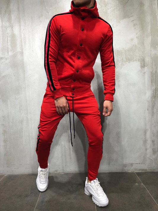 Hooded button cardigan men's sports