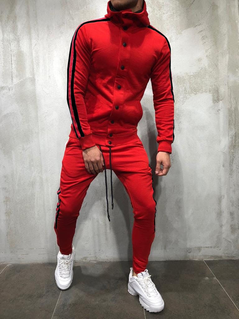 Hooded button cardigan men's sports