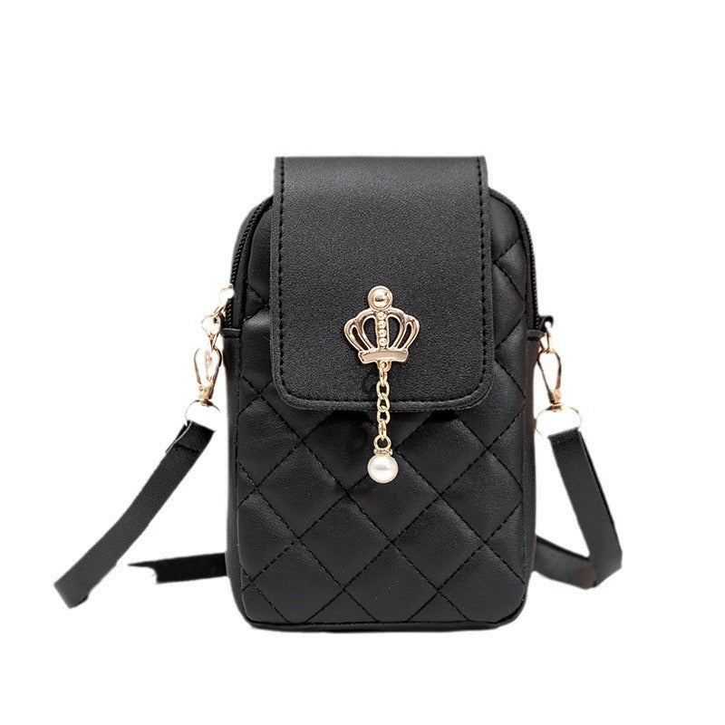 Simple All-match Messenger Bag Pearl Vertical Model In Square Shape