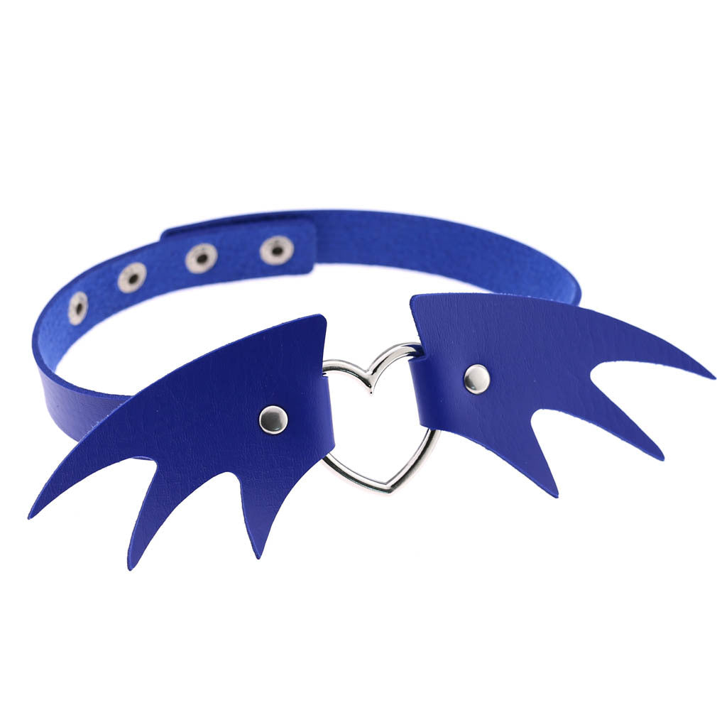 Punk style little devil PU leather collar bone collar