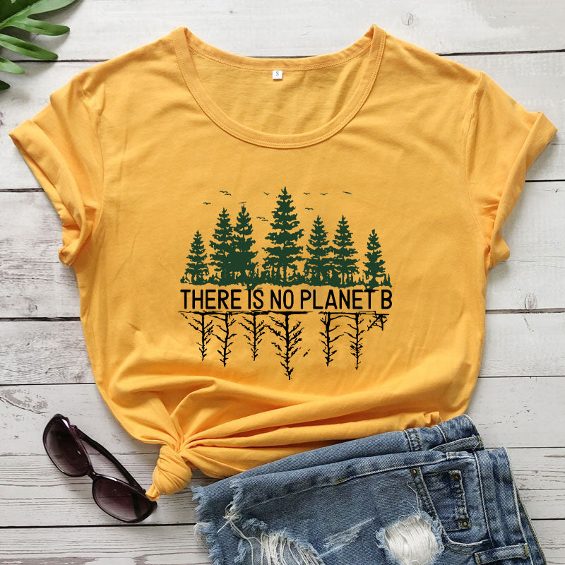 Pine Forest Pattern European And American Street Popular Short-sleeved T-shirt Female