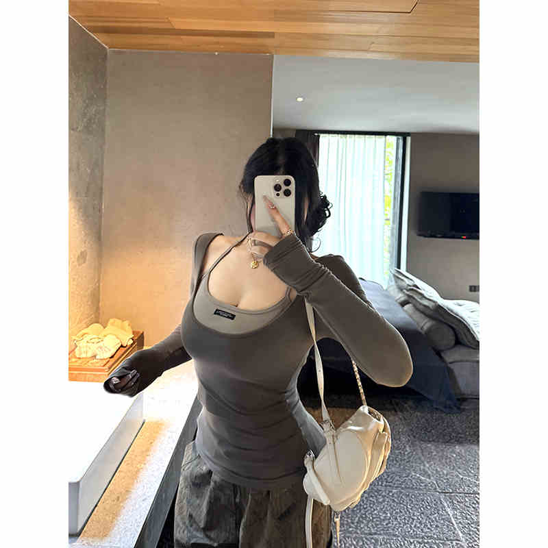 Slimming Inner Real Two-piece Long-sleeved Top For Women
