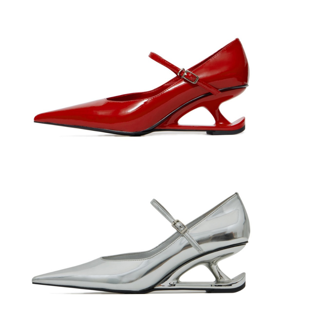 French Style High-grade Retro Suspension Heel Ankle-strap Buckle Shoes