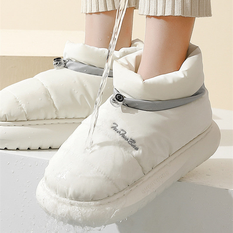 Couple Thick Bottom In Winter High-top Waterproof Cotton Slippers