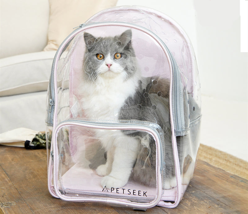 Fully transparent portable cat walking bag