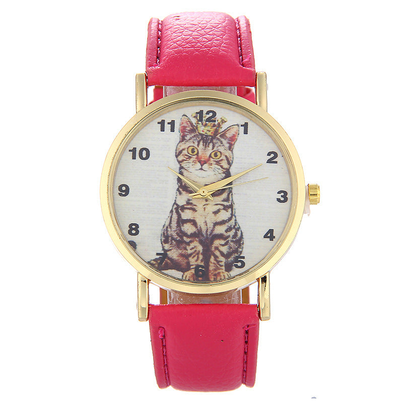 Squatting cute kitten pattern Watch