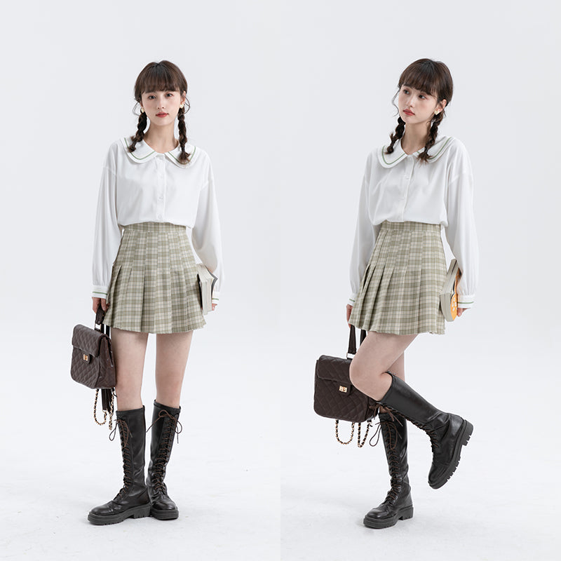 Spring New Korean College Style Doll Collar Top