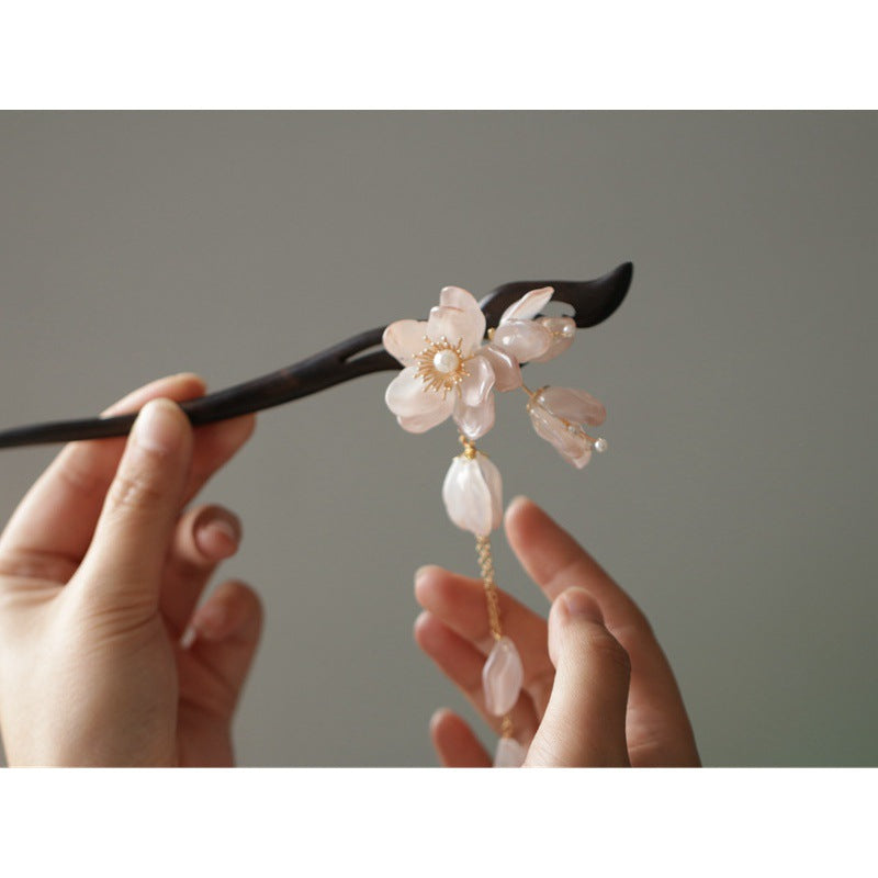 High-end Chinese-style Cheongsam Tea Dress Wooden Hairpin
