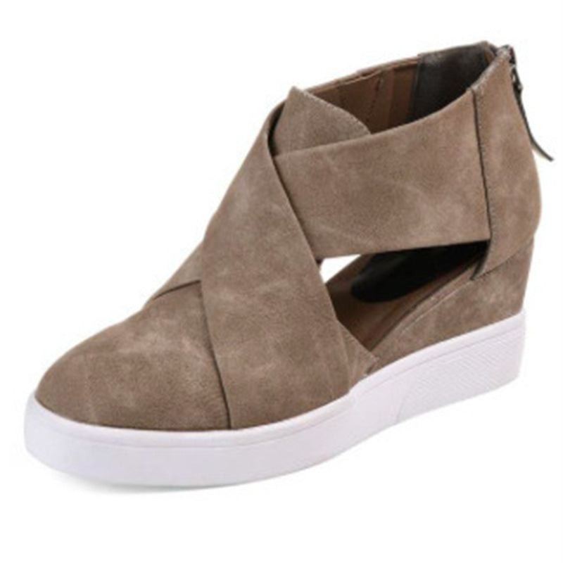 New style zipper wedge women's shoes
