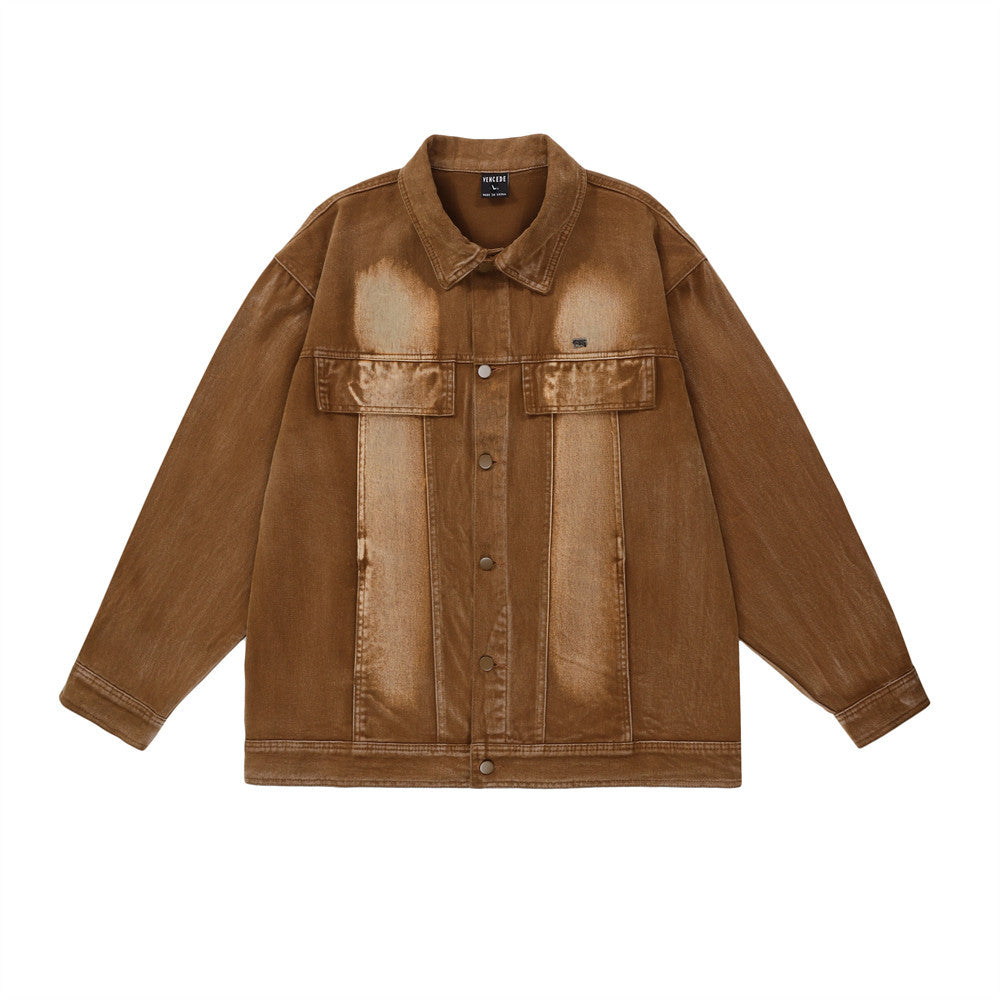 All-match Washed Vintage Washed Lapel Workwear Jacket American Casual