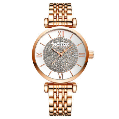 Fashion Trend Full Diamond Bar Nail Small Cap Watch
