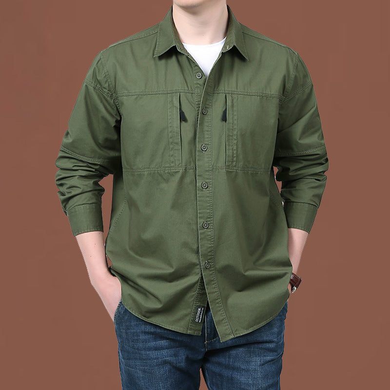 Men's Cotton Overalls Long Sleeve Shirt