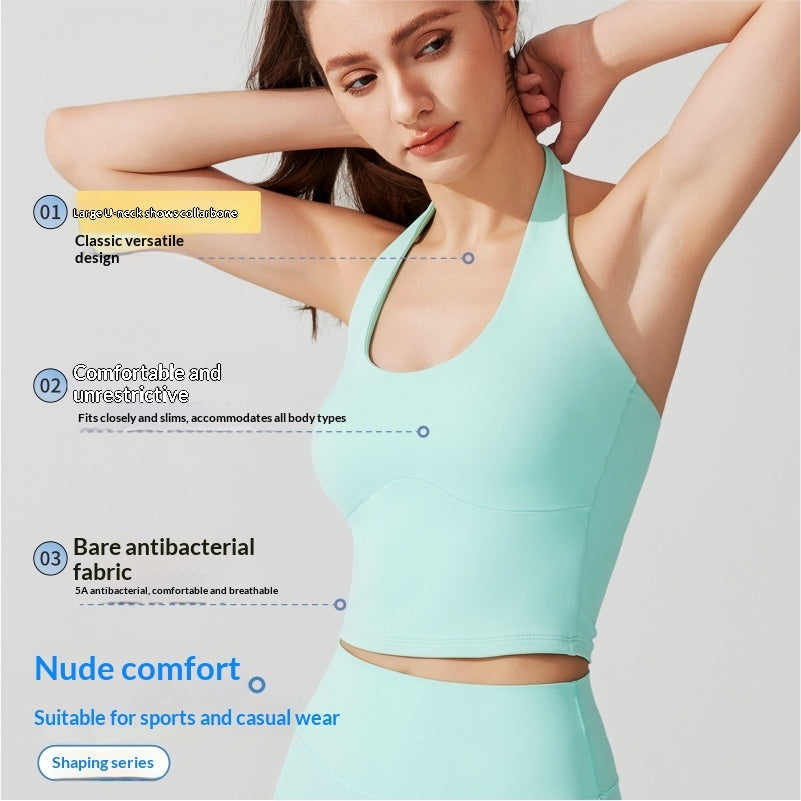 Sports Bra With A Halterneck Design Seamless Yoga Wear