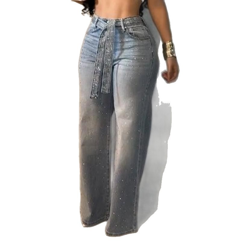 Womens Loose Slimming Straight-leg High-waisted Pants