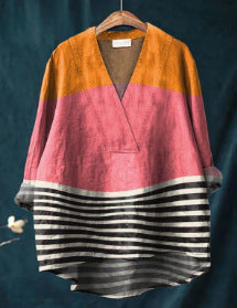 Fashion Digitaltryk Stor Bred V-hals Top