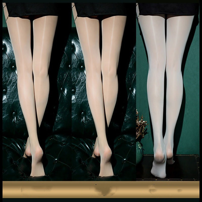 Black Sexy Oily Stockings Women's Summer Ultra-thin Pearl Shiny Gold  Crotch Bottoming Panty Socks Net Red Tide