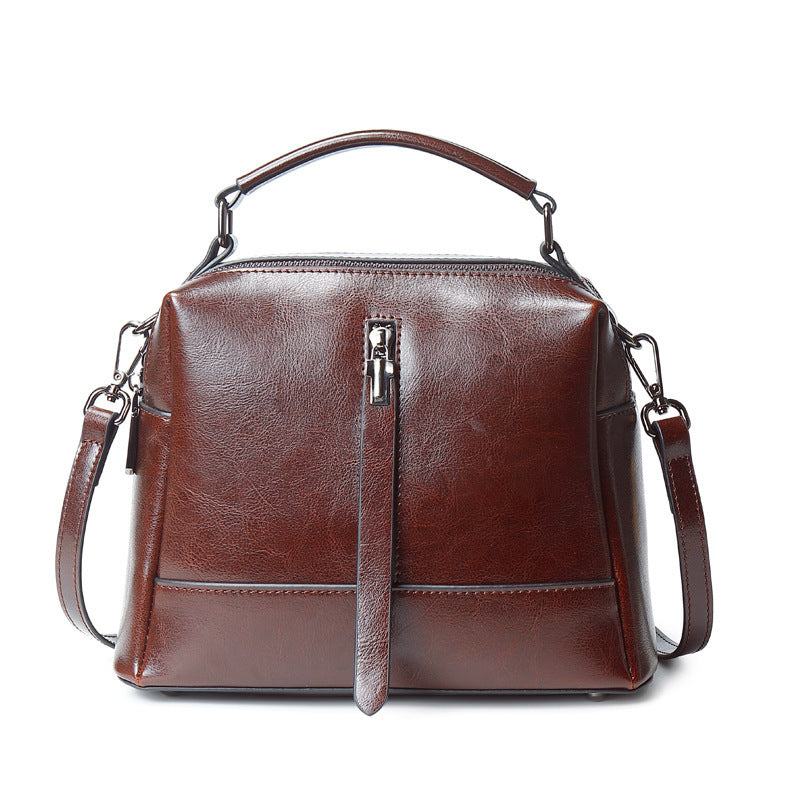 Leather casual fashion oil wax leather bag