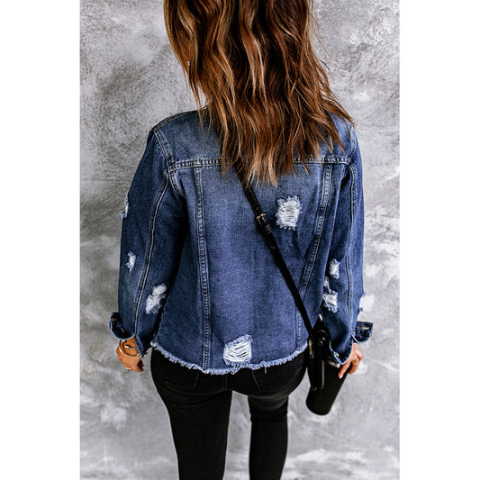 Autumn And Winter Denim Jacket Female Casual Row Buckle Stream
