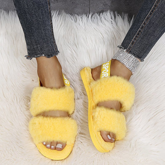 New trendy fashion two-wear cotton slippers with velvet to keep warm