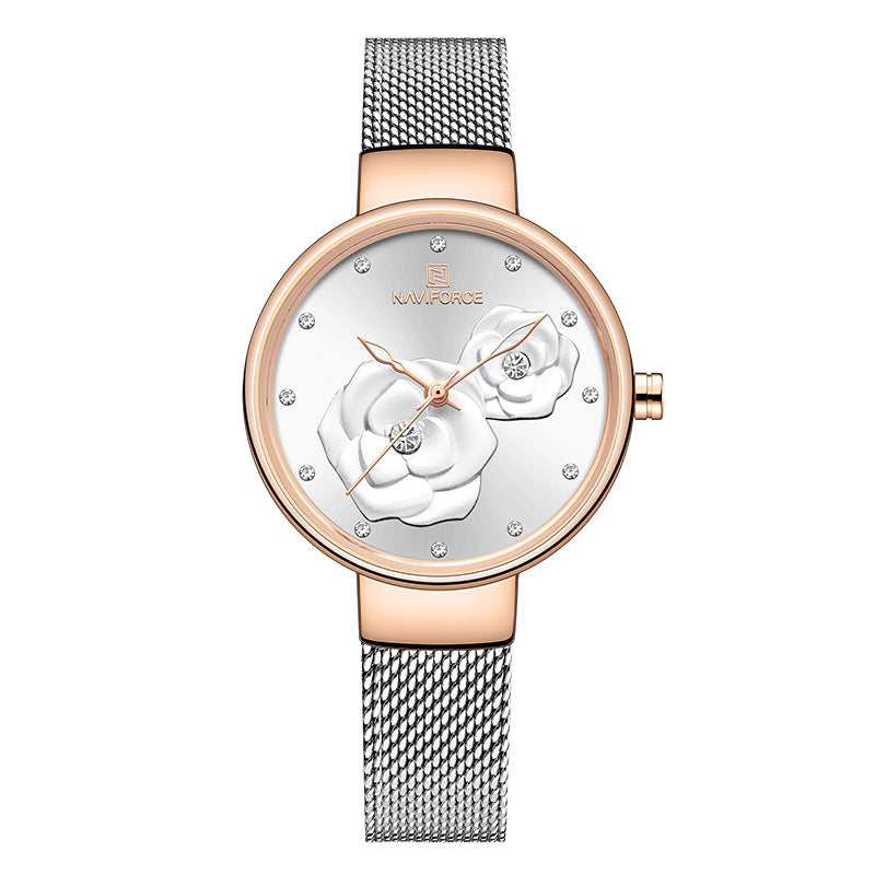 Casual fashion steel belt quartz female watch