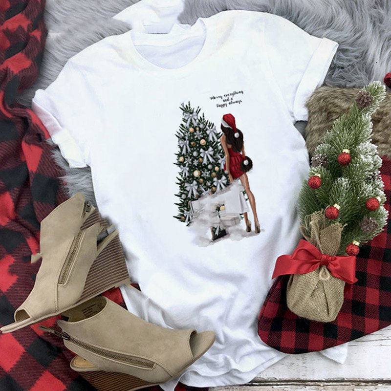Christmas  Print Girlfriends Red T-Shirt