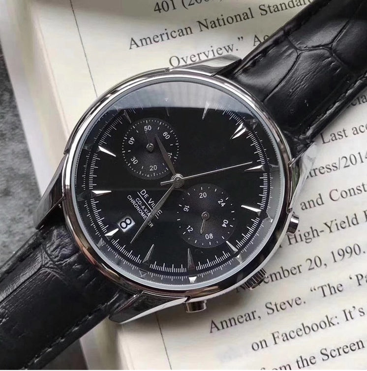 Men's waterproof leather quartz watch