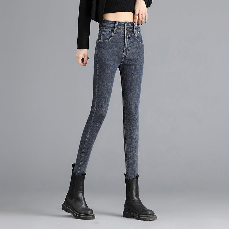 Slim Slim Denim Pencil Pants With Stretch Feet