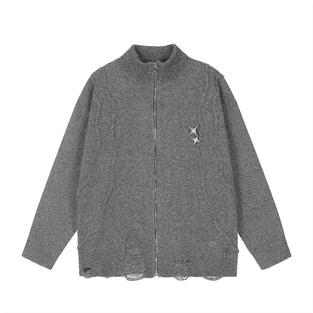 Kardigan med opretstående krave til mænd, europæisk og amerikansk stil