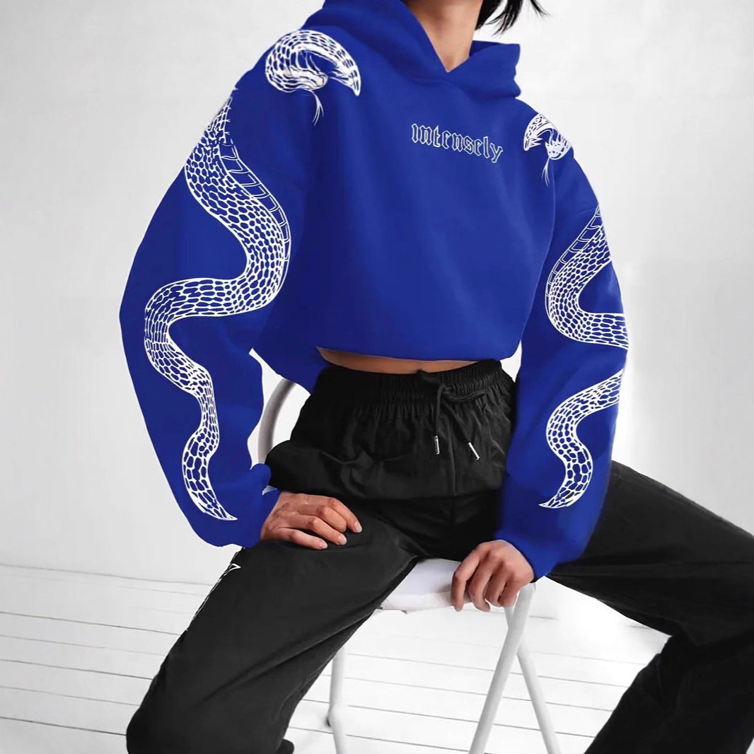 Kvinder Trykt Hættetrøje Løstsiddende Vintage Sweatshirt Top