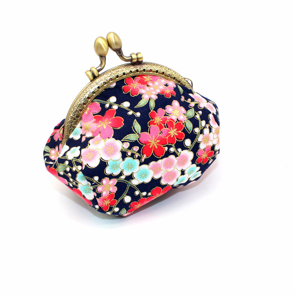 Japanese printing handmade gold bag fabric coin purse