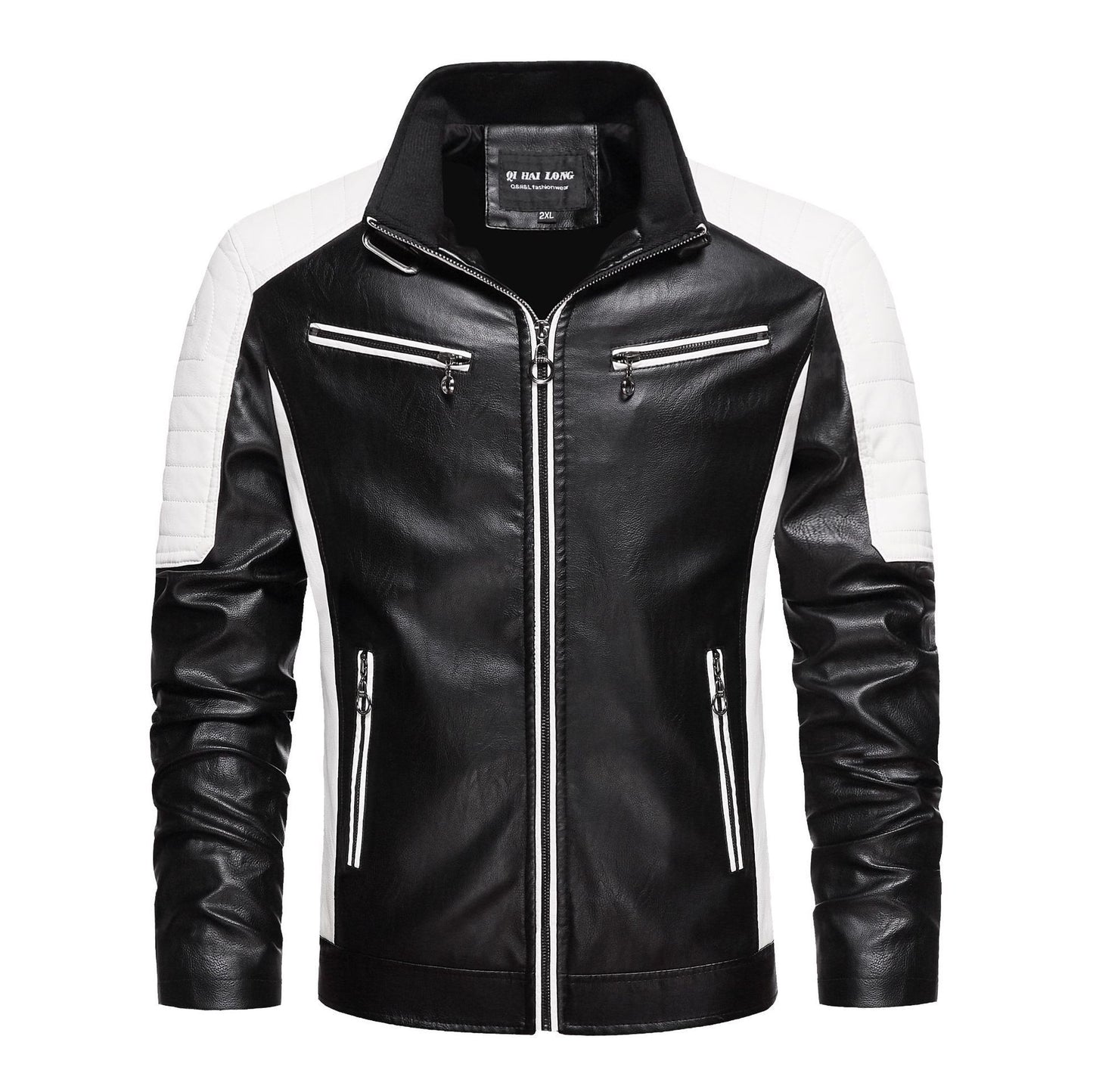 New European And American Style Youth Men's Thin Leather Jacket With Stand-up Collar Slim Fit Jacket