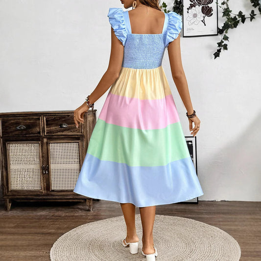 Womens Patchwork Everyday Resort Dress