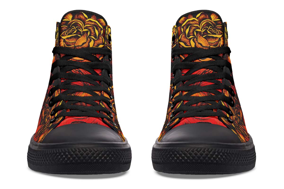 Men's And Women's Fashion Color Printing High-top Canvas Shoes