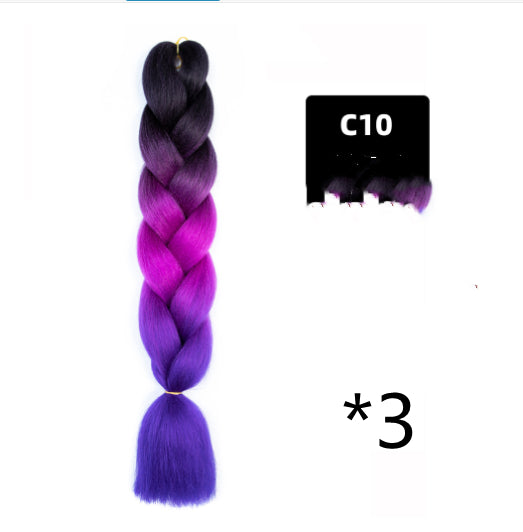 Color Big Braid African Chemical Fiber High Temperature Silk Wig Gradient