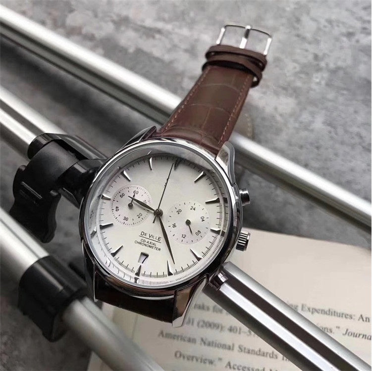 Men's waterproof leather quartz watch