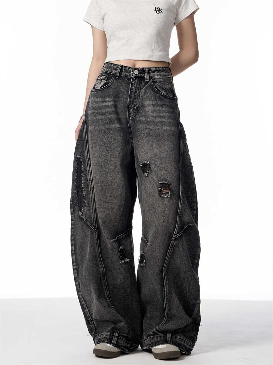 Retro Minority Design Wash Cut Deconstruct Machete Daddy Jeans