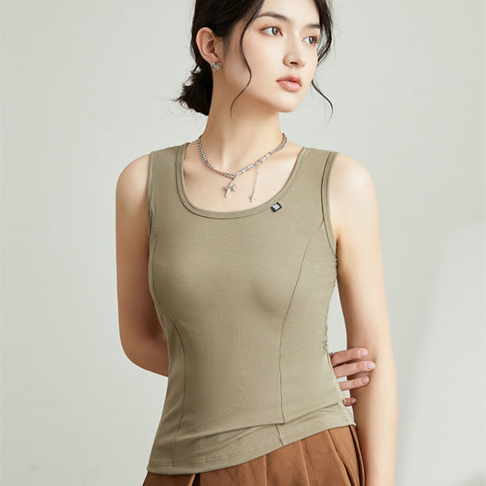 Women's U-neck Vest Slim Top Bottoming Shirt