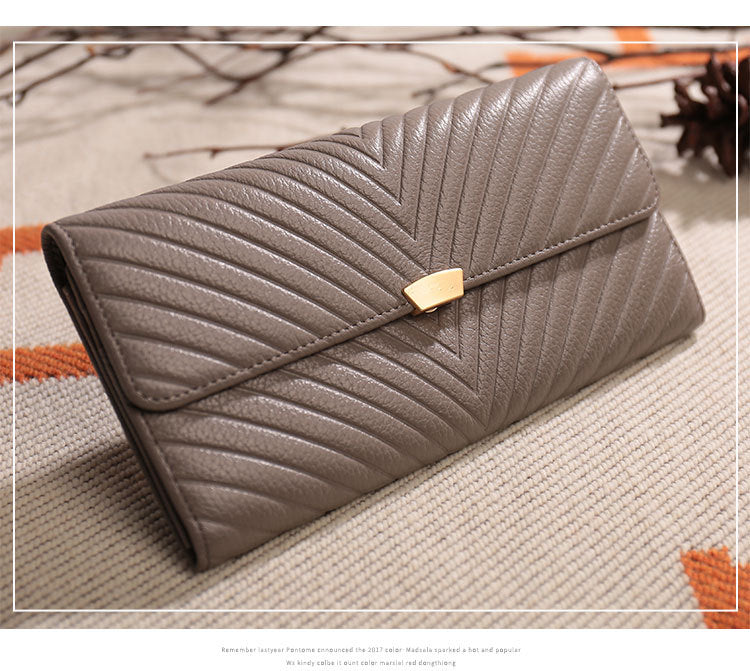 Large-capacity Leather Zipper Two-fold Long Clutch