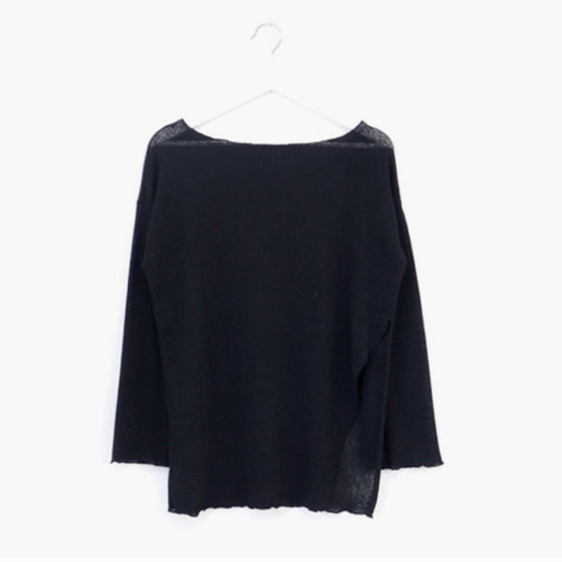 South Korea Chic Idle Style Thin Ice Silk Long Sleeve Knitwear