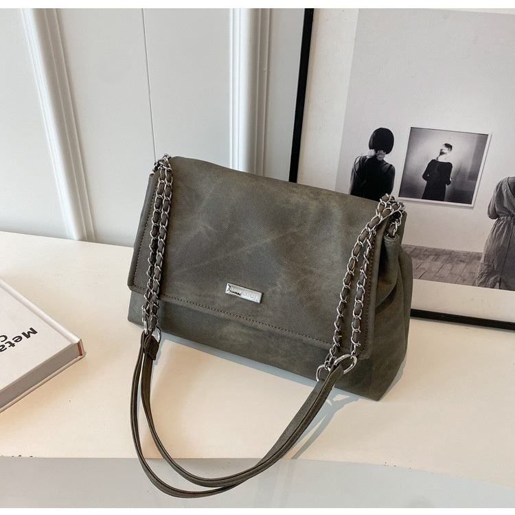 Texture Chain Shoulder Bag Crossbody Commuter Tote