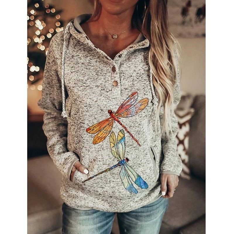 Autumn And Winter Gray Printing Women's Sweater