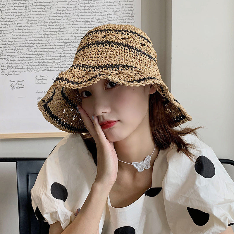 Summer Sunshade Straw Hat Small  Folding Sunscreen Big Brim