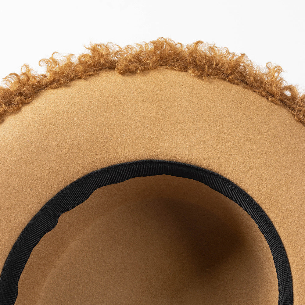 Efterår Vinter Mode Fritid Cirkel Krøllet Kant Flad Top Uld Tophat