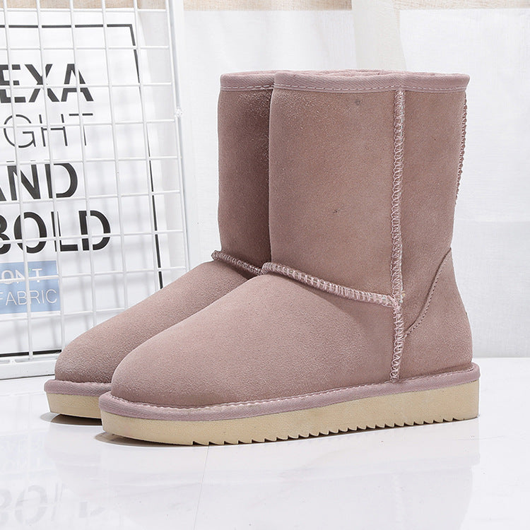 Middle Tube Plus Velvet Warm  Boots Student Cotton Shoes