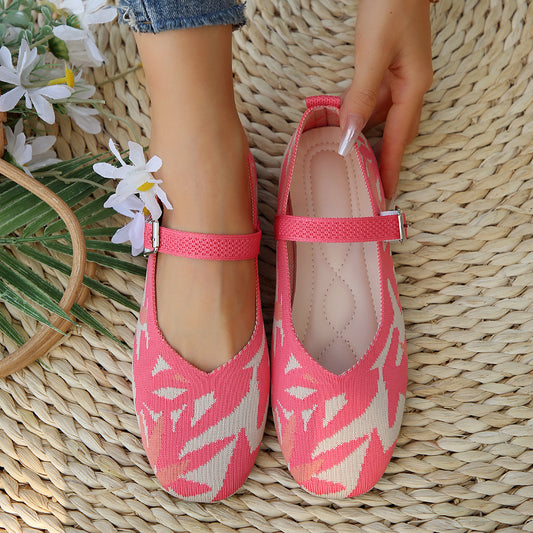 Square Toe Knitted Braided Non-slip Soft Soles Single-layer Shoes